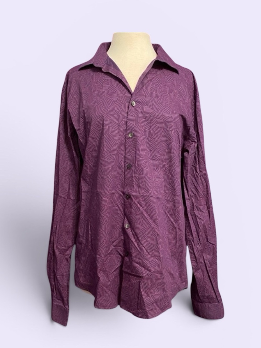 Kenneth Cole Men's Purple Patterned Casual Shirt. Size L.